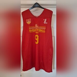 Athleta Red and Yellow Singapore Slingers Basketball Jersey Reversable